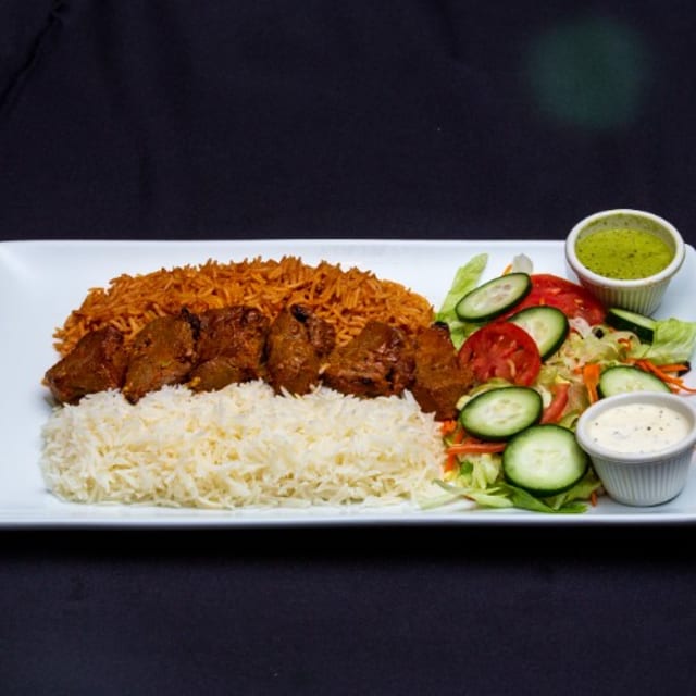 Beef Kabob Platter.